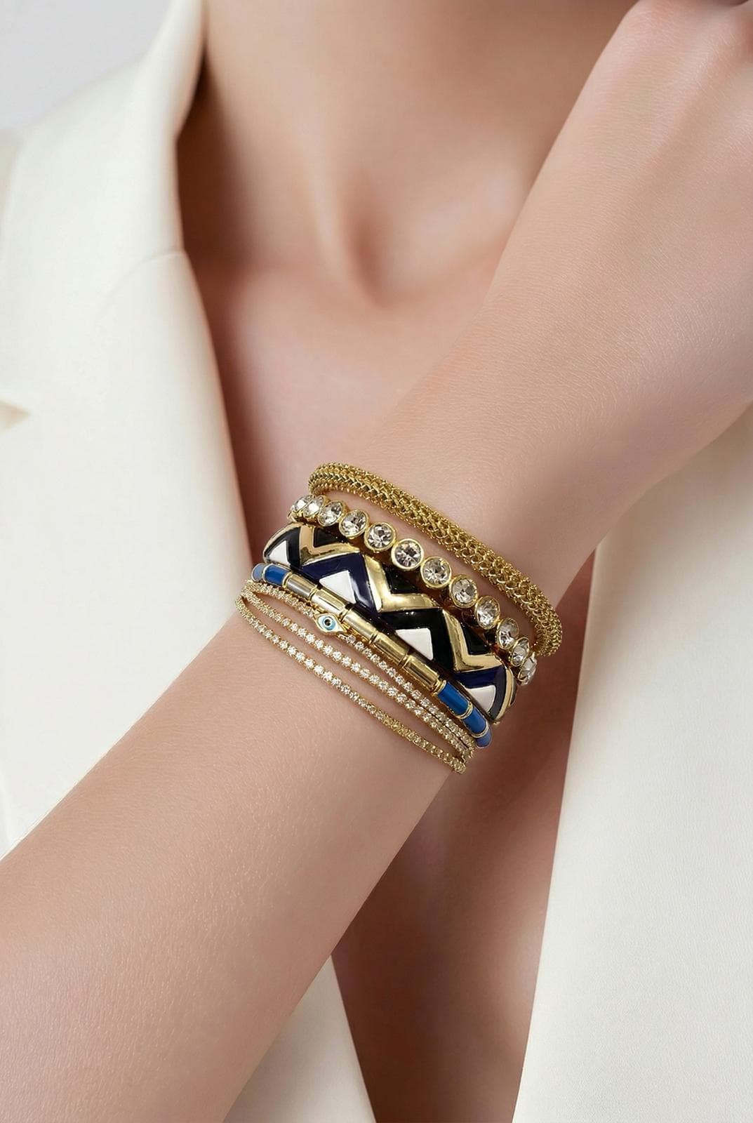 Mineli Geometrik Bohem Bileklik Seti