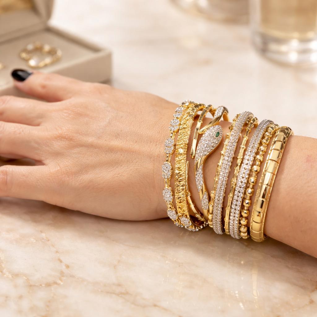 Altın Yılan Sarmal Bileklik Seti