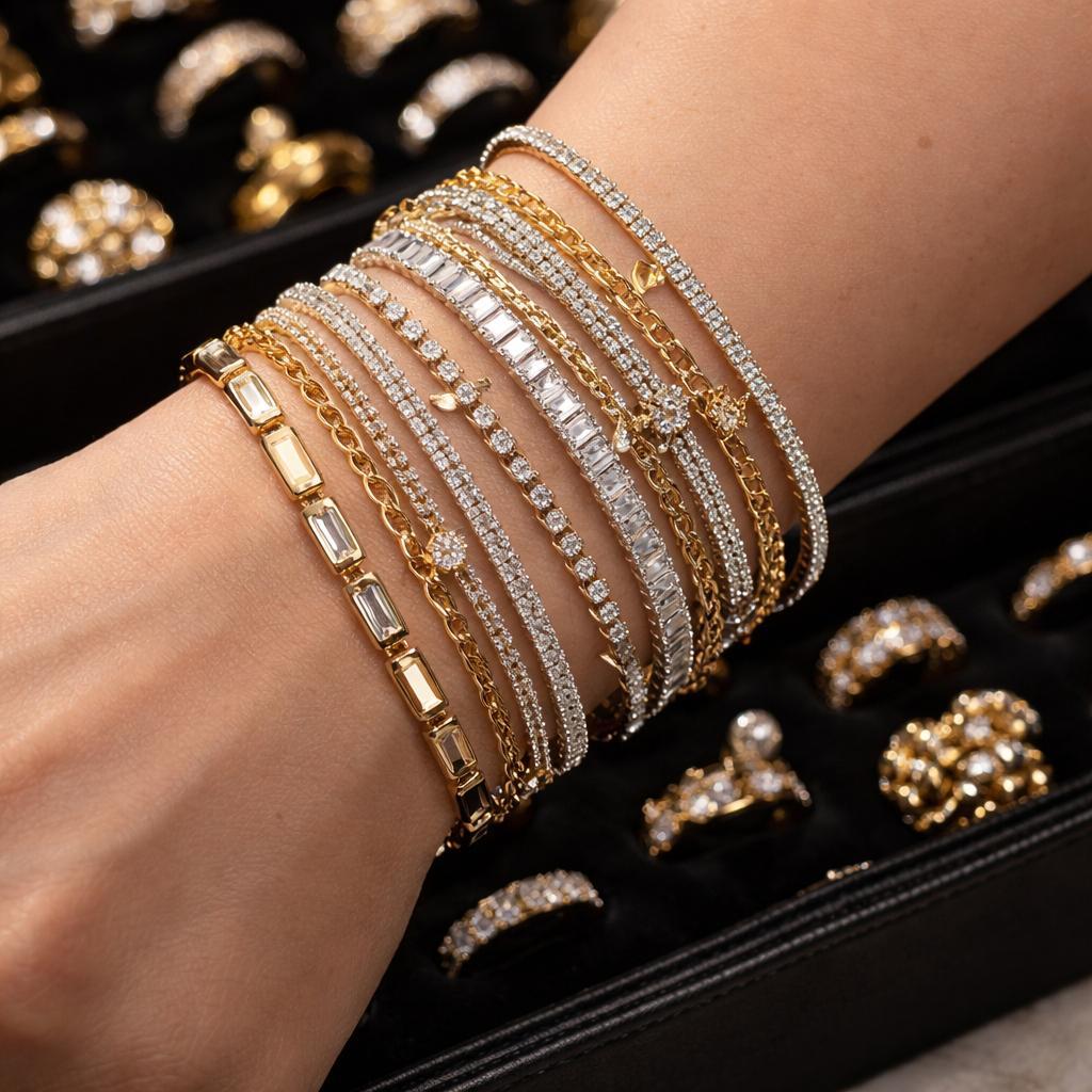 Pirlanta Sira Stack Bileklik Seti